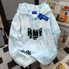 Moletom Pulôver Gato Americano de Nicho 2025 Campus Feminino Novo Outono e Inverno Tie-Dye Rosa Estilo Casal Top com Capuz