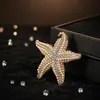 Broche de Estrella de Mar Popular Exagerado Transfronterizo, Moderno y Sencillo, Estrella de Mar Animal Brillante de Diamantes Completos Ramillete de Fiesta Accesorios de Ropa