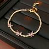 Pulseira Geométrica de Borboleta com Zircônia Moda Luxo Leve Exquisite Pulseira para Melhor Amiga Personalizada Versátil Acessórios de Mão Simples de Alta Qualidade para Mulheres