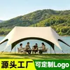 Tenda de dossel para atacado em estoque para uso externo, proteção contra sol e chuva, revestida de preto, sem necessidade de cordas, montagem rápida, toldo de acampamento extragrande de 30 metros quadrados