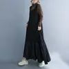 Vestido Colete Patchwork Artístico Novo Outono e Inverno 2025 Exportação Japonesa e Coreana Simples Emagrecedor Peça Externa Vestido Quente Base