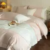 Juego de cuatro piezas de algodón puro, algodón de fibra larga de doble hebra de 50 hilos, estilo jacquard de alta densidad satinado, juego de cuatro piezas de ropa de cama de algodón puro
