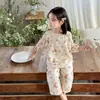Pijama Infantil 2024 Nuevo Primavera y Otoño Gasa de Algodón Clase A Ropa de Casa para Bebé Traje Niños y Niñas Verano Delgado
