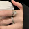 Anel Aberto Minimalista Cruz de Pedra da Lua Branca Zircônia Design de Nicho da Internet Anel para Dedo Indicador Anel de Personalidade