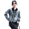 Chaqueta Vaquera Abotonada Estilo Nacional para Mujer, Chaqueta Corta con Retazos Estilo Chino Nuevo 2025 Primavera para Mujer
