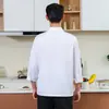Ropa de Trabajo de Chef de una Sola Fila con Tres Hebillas Plateadas Manga Larga Talla Grande Ropa de Trabajo de Cocina Trasera de Hotel Ropa de Chef