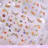 Pegatinas Populares para Uñas Doradas Estampadas Florales, Frescas de Primavera Estilo Ins, Decoraciones de Flores 3D en Relieve para Uñas