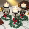 Navidad Creativa Corazón Doble Escandinavo Simple Moderno Portavelas Decorativo de Mesa para Cena a la Luz de Velas Adornos