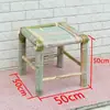 Cadeira de Bambu Antiga com Encosto, Banqueta Pequena de Bambu para Dançar, Mesa de Bambu e Rattan Trançada à Mão, Conjunto de Mesa e Cadeiras de Bambu para Exterior para Uso Comercial