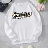 Cross-border nova carta impressa suéter de manga comprida Halloween abóbora de lã forrado suéter de pescoço redondo casaco solto masculino e feminino
