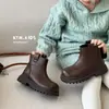 Botas de Inverno Novas para Crianças 2025, Botas Curtas da Moda e Versáteis para Meninas, Botas Simples de Couro para Meninas Estilo Coreano