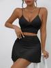Amazon Transfronterizo Ropa de Mujer Temu Venta Caliente Verano Color Sólido Sexy Espalda Descubierta Camisola Top Conjunto de Gama Alta para Mujer Verano