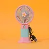 Ventilador Mini Portátil Transfronteiriço Desenho Animado Fofo Estudante Portátil Mesa Suporte Preguiçoso Carregamento USB Ventilador Pequeno