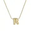 Collar Transfronterizo Nuevo de 26 Letras A-Z Doble Capa Hueco Incrustado con Circonita Cadena Tipo O Chapada en Oro de 18K Colgante de Letra de Cobre para Mujeres