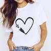 Comercio exterior 2023 nuevo color grafiti amor estampado camiseta de manga corta para mujer entrega de una pieza cuello redondo