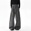 Pantalones Rayados de Pierna Recta Acampanada de Cintura Alta Bordados con Pliegues Estilo Zen Cinta de Kendo Drapeado Pantalones Casuales Vintage