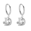 Pendientes de Acero Inoxidable Chapado en Oro 18K con 26 Letras, Pendientes de Zirconia con Forma de Ola de Lujo, Pendientes Elegantes