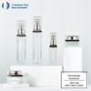 Novo conjunto de garrafas quadradas de marca famosa, tampa acrílica, cabeça de pump, para loção, creme, embalagem para reenchimento, em estoque