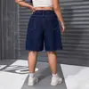 Shorts Jeans Yuyuan Transfronteiriço Plus Size Verão Novo Estilo Retrô Americano Mais Vendido Lavado Solto Perna Larga Alta Elasticidade