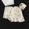 Pijama infantil de algodón nube para primavera y otoño transfronterizo, conjunto de manga larga con cuello camisero fino para niños, ropa de casa para niños mayores, comercio exterior