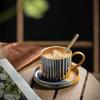 Juego de taza y platillo de café de cerámica tosca, hecho a mano, estilo japonés, vintage, taza de arte, taza de café de cerámica hecha a mano, taza de agua