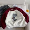 Moletom infantil para meninos, forrado com fleece, estilo inverno, blusa quente para bebês, camiseta base estilosa de dinossauro para crianças