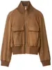 Roupas femininas europeias e americanas transfronteiriças, populares no AliExpress, jaqueta aviador canelada estilo francês com gola alta