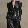 Chaqueta casual estilo europeo y americano con estampado geométrico, diseño de bloques de color, solapa de lana, bolsillos y cierre de botones, adecuada para comercio electrónico transfronterizo y moda femenina
