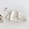 Dianxi Conjunto de Dos Piezas para Bebé e Infantil de Invierno Nuevo, Sencillo Top Térmico de Canalé para Niñas, Mameluco Acolchado de Felpa de Algodón con Mangas de Volante