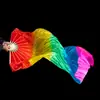 Abanico Danzante Abanico Largo Flotante Abanico Danzante de Doble Cara Baile Cuadrado Abanico de Cinta con Gradiente Tricolor Baile Yangge Abanico Largo de Seda