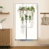 Cortina de puerta de estilo coreano sin perforaciones, de algodón y lino, con plantas verdes, para el hogar, probador, dormitorio, baño, divisoria, media cortina de tela