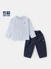 Conjunto de Duas Peças Roupas Infantis Meninos Europeus Outono Camiseta de Manga Longa e Calça Casual Roupa Infantil Bebê Conjunto de Duas Peças Camiseta Básica Calça Longa