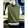 Camiseta sin mangas de verano para hombre, estilo americano, transpirable, protectora del sol, de seda artificial negra, sensación fresca, manga corta, de dos piezas falsas, deportiva, secado rápido, manga corta