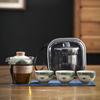 Color de bajo vidriado pintado a mano Kiln Ge esmalte abierto bandeja de té taza de té hogar exterior viaje portátil juego de té traje