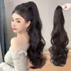 Peluca de Cola de Caballo Larga y Ondulada Sencilla para Mujer, Popular en Redes Sociales, con una Cola de Caballo Falsa de Clip, Cabello Largo y Rizado Natural que se Puede Atar en una Trenza