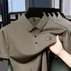 Verão Novo Estilo Seda de Gelo Manga Curta Moda Masculina Meia-Idade Camiseta Lapela Polo Casual Tops de Pai Dropshipping Transfronteiriço