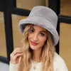 P0231 directo de fábrica transfronterizo sombrero de pescador de felpa para mujer multicolor todo a juego sombrero de cubo europeo y americano engrosado cálido