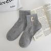 Calcetines para Mujer Calcetines de Media Pantorrilla Otoño Absorbentes del Sudor Deportivos Calcetines de Moda Bordados Primavera y Otoño Sin Costuras Tubo Medio y Corto Calcetería Fina de Algodón
