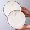 Platos de 7/8 pulgadas, 10 Piezas, Plato para Servir para Uso Doméstico, Nuevo Estilo 2025, Plato de Cena de Cerámica, Plato para Cocinar Atractivo, Plato Hondo