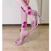 Sandalias de Hada con Tira Única y Flores de Pedrería para Mujer, Nuevo Diseño de Nicho Primavera/Verano 2026 Tacones Altos de Envoltura en Forma de Serpiente