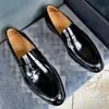 Zapatos de Piel de Lujo para Hombre Punta de Perla de Borde Abierto Piel de Vaca de Primera Capa Británicos Formales de Negocios con Cordones Completamente Hechos a Mano por Dentro y por Fuera Piel de Vaca