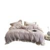Conjunto de Quatro Peças de Veludo Leite Espesso Outono e Inverno Fresco Estilo Girly Capa de Edredom com Renda Franzida Francesa Macio e Luxuoso