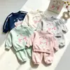 Conjunto de sudadera para bebé para primavera y otoño, top casual para niñas, conjunto elegante de dos piezas estilo coreano, ropa de exterior para niños