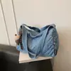 Bolsa Jeans Bordada para Mulheres Outono e Inverno 2025 Nova Tendência Estilo Coreano Nicho Casual Roupas de Trabalho Versátil Bolsa de Ombro Transversal