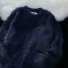 Estilo Perezoso Otoño e Invierno Terciopelo Imitación de Visón Suave y Ceroso Tejido de Punto para Hombres y Mujeres Retro Americano Color Puro Cuello Redondo Jersey para Parejas Top de Moda
