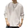 Camiseta de Manga Larga Seleccionada Cuidadosamente para Primavera y Otoño para Hombre, Holgada, Casual, Hombro Caído, Cuello Redondo, Capa Base, Color Sólido, Top Interior, Ropa para Hombre, Venta al por Mayor