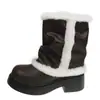 2025 Nueva Moda Casual Cálidas Botas de Nieve de Felpa para Mujer Espesadas Otoño e Invierno Botines Versátiles Zapatos de Algodón de Cuero con Suela Gruesa