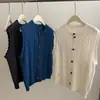 2026 principios de otoño hilo de algodón/estilo coreano holgado, adelgazante, cuello redondo, tejido de punto calado chaleco cárdigan top para mujer