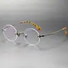 Óculos Aro Fino Retrô Britânicos, Armação Redonda de Titânio Puro, Adequado para Lentes de Grau, Estilo Masculino, Visual Intelectual Bad Boy