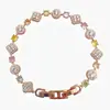 Nuevo modelo popular, incrustado con zirconia de gran quilate, pulsera de trébol de cuatro hojas de diamantes completos empalmados, joyería de moda de lujo ligero de alta gama